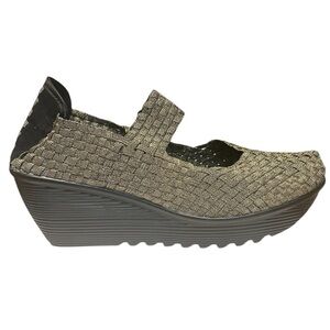 WHITE MOUNTAIN WOMENS ELLIE GOLD WOVEN WEDGE SLIP ON NWOTS SZ 10W